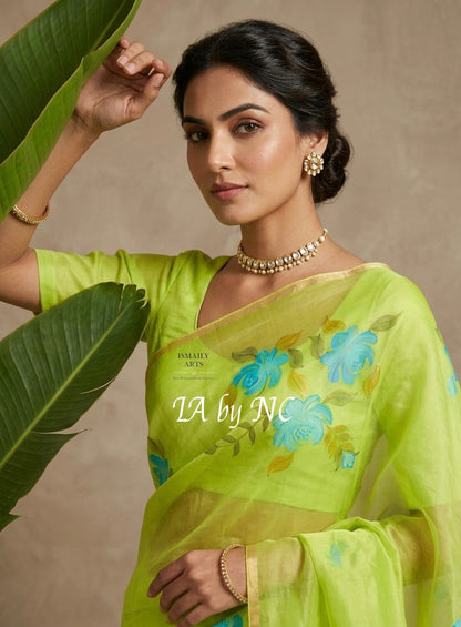 Pear Banarasi Pure Kora Organza Saree
