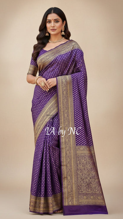 Purple Banarasi Pure Khaddi Georgette Saree