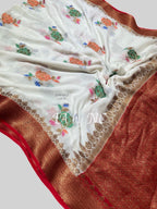 White Banarasi Pure Chiffon Georgette Saree