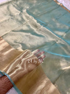 Turquoise Banarasi Pure Tissue Silk Saree