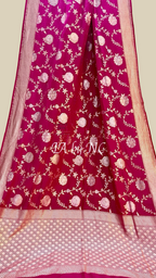 Cerise Banarasi Pure Munga Silk Saree