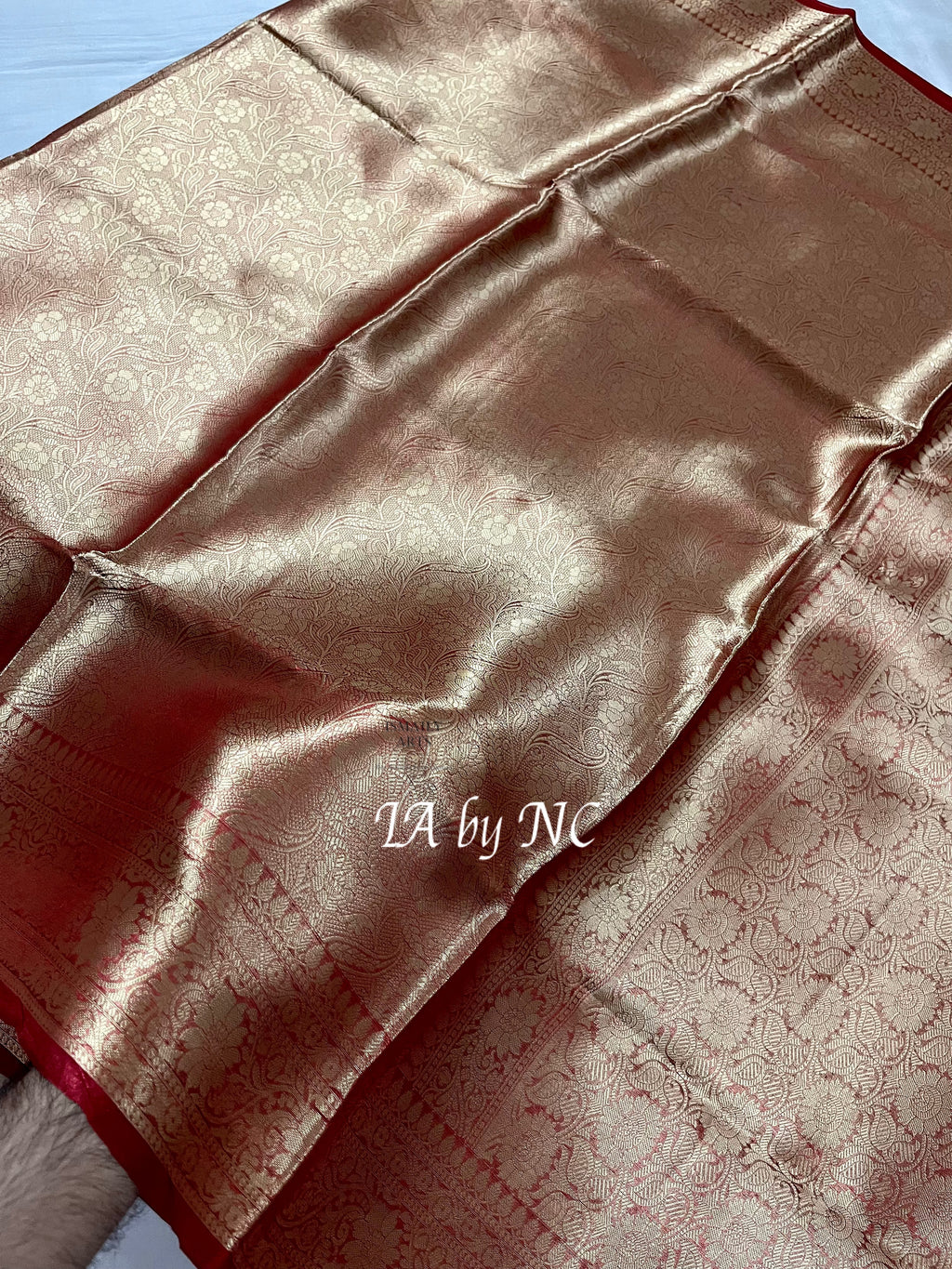 Carmine Banarasi Pure Tissue Silk Brocade Saree
