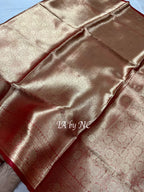 Carmine Banarasi Pure Tissue Silk Brocade Saree