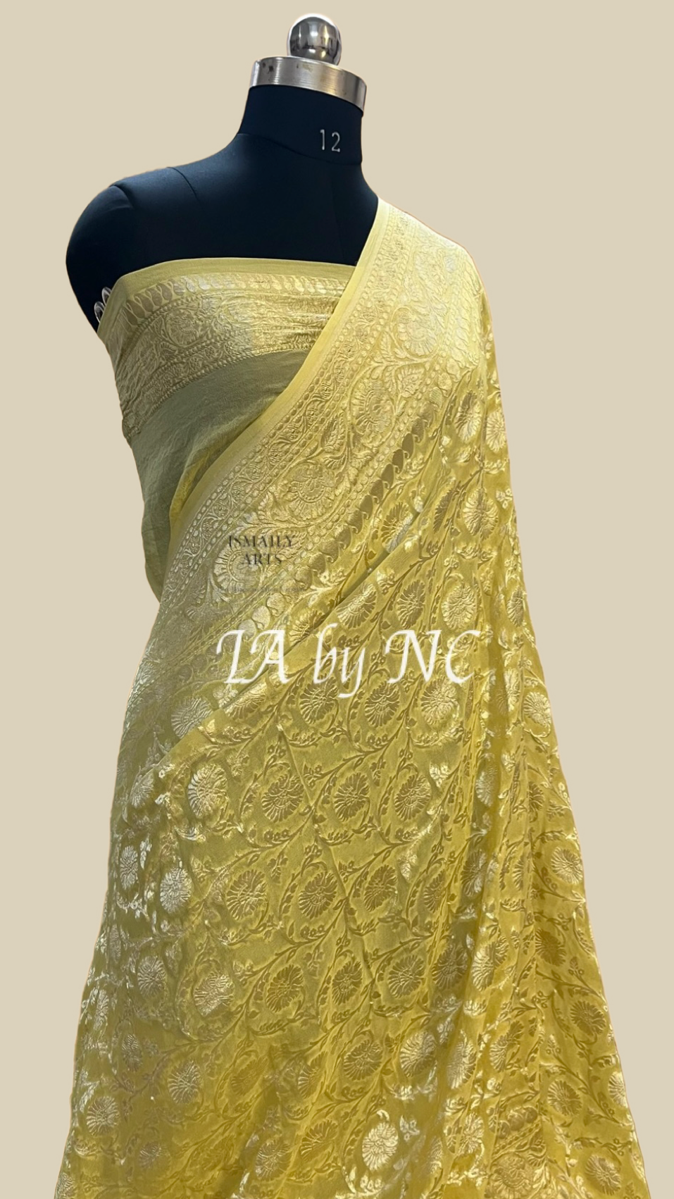Flaxen Banarasi Pure Khaddi Georgette Saree