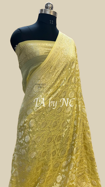 Flaxen Banarasi Pure Khaddi Georgette Saree