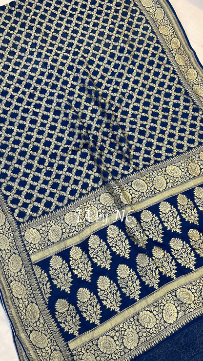 German Banarasi Pure Khaddi Georgette Saree