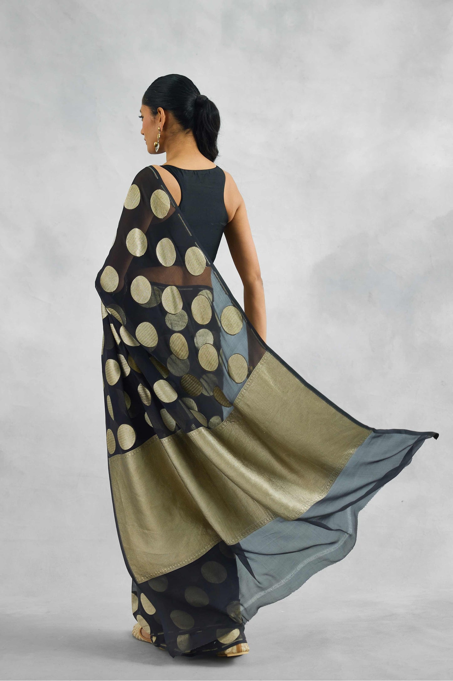 Black Banarasi Pure Khaddi Georgette Saree