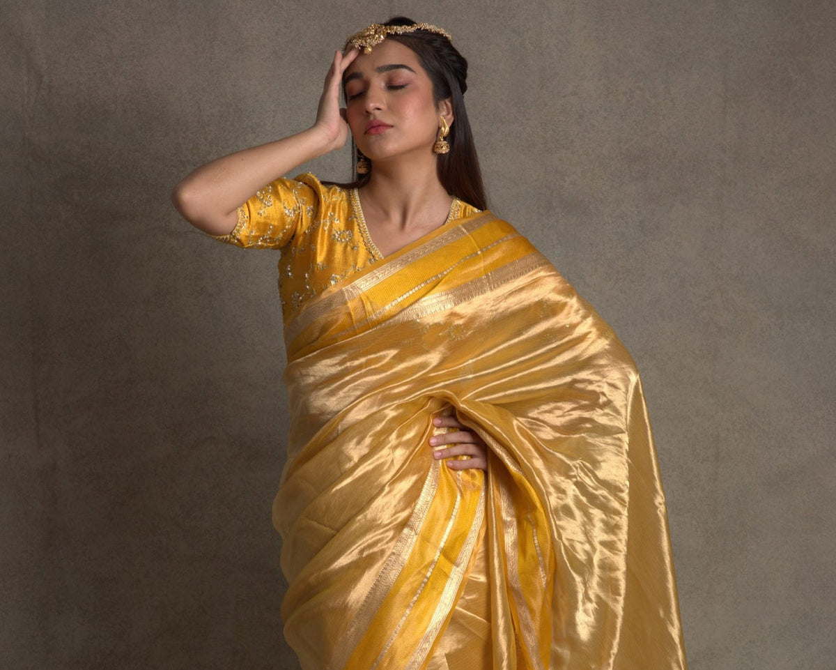 Tuscany Banarasi Pure Tissue Silk Saree - Double Katan Border