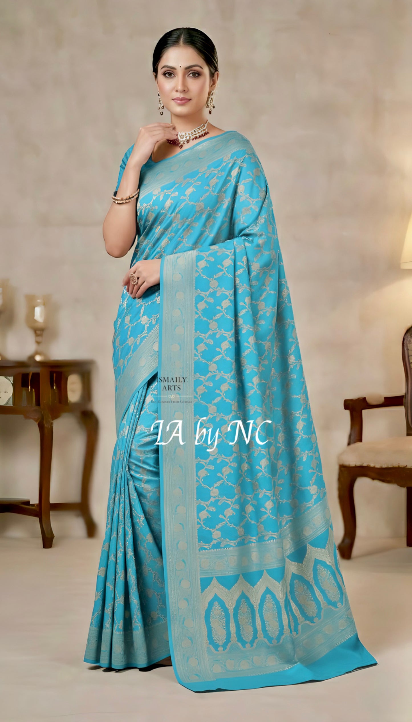 Sky Banarasi Mashru Katan Silk Saree