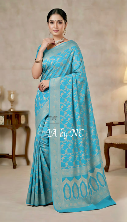 Sky Banarasi Mashru Katan Silk Saree