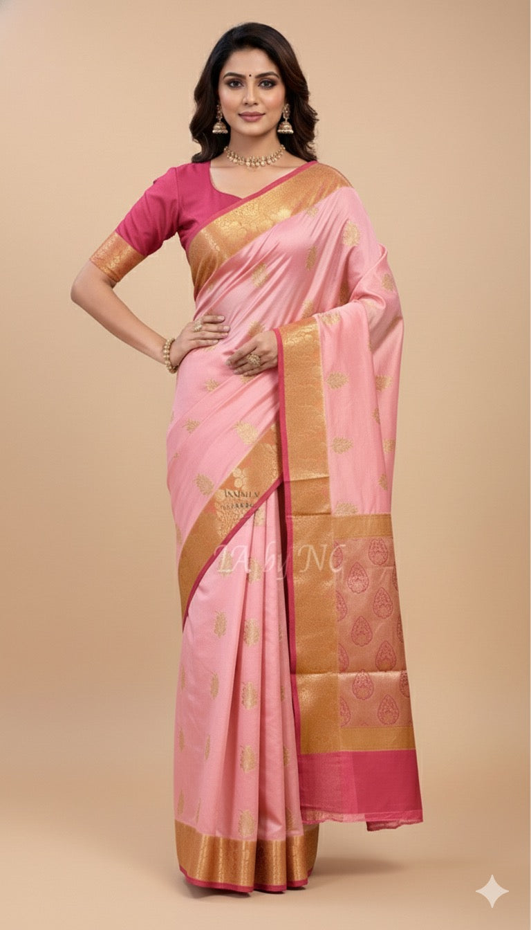 Punch Banarasi Pure Katan Silk Raw Mango Saree