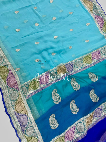 Baby Banarasi Pure Khaddi Georgette Kadwa Saree