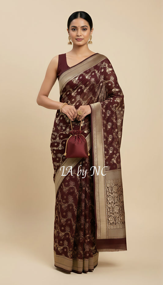 Hickory Banarasi Pure Khaddi Georgette Saree