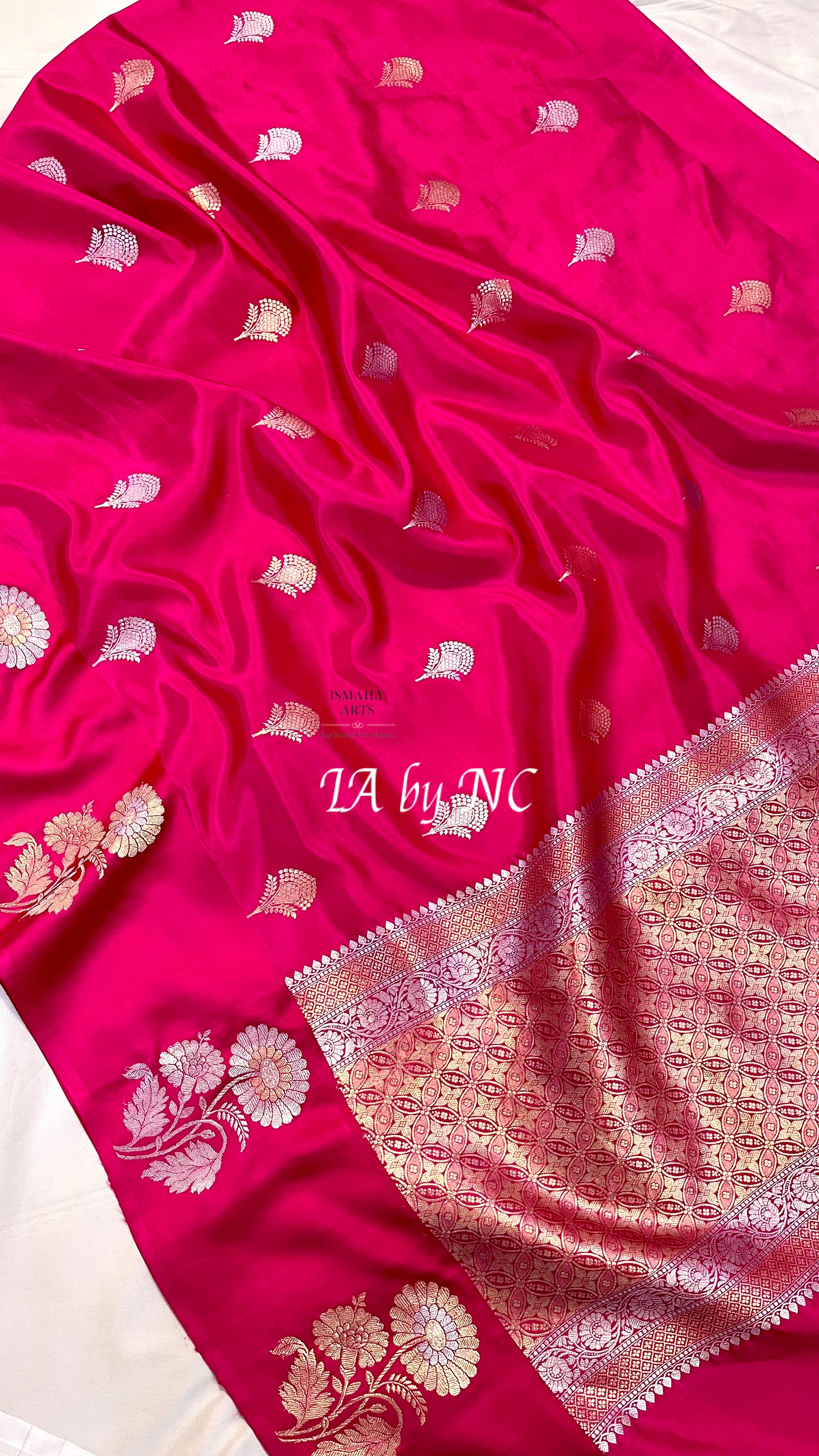 Ruby Banarasi Pure Katan Silk Raw Mango Kadwa Saree