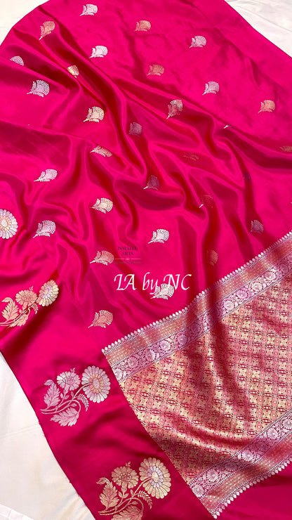 Ruby Banarasi Pure Katan Silk Raw Mango Kadwa Saree