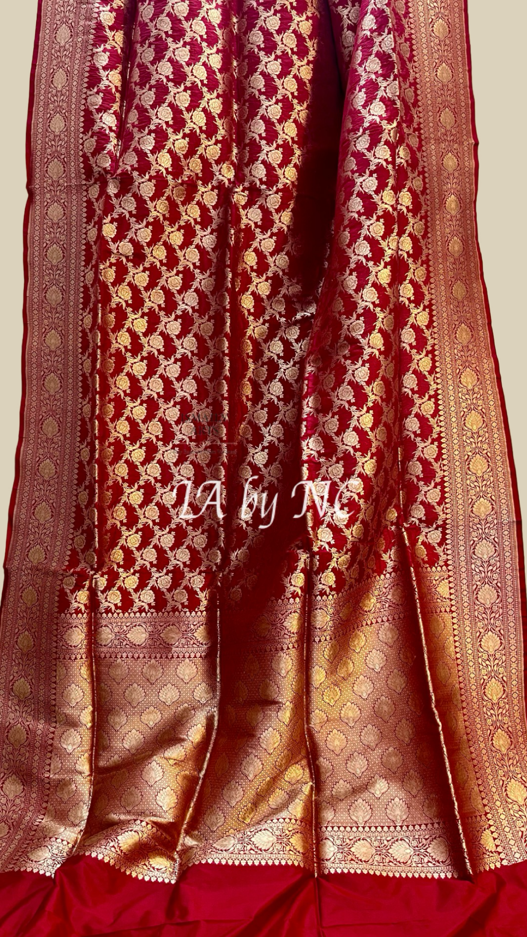 Carmine Banarasi Pure Katan Silk Pattu Saree