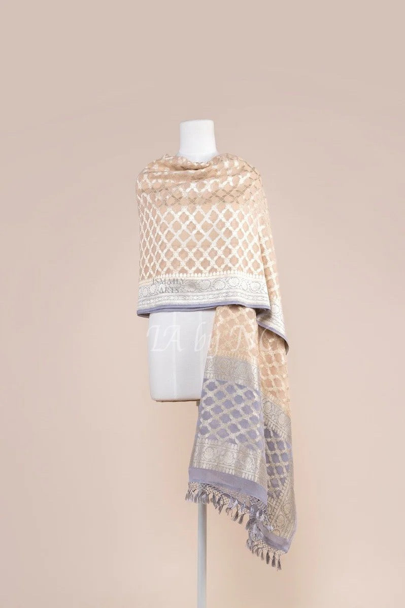 Beige Banarasi Pure Khaddi Georgette Dupatta