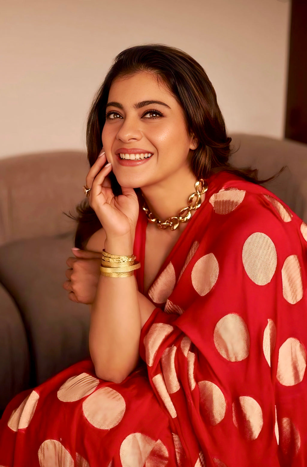 Kajol inspired Crimson Banarasi Pure Khaddi Georgette Saree
