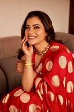 Kajol inspired Crimson Banarasi Pure Khaddi Georgette Saree