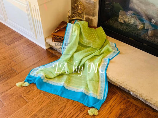 Mint Banarasi Pure Khaddi Georgette Dupatta