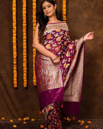 Byzantine Banarasi Pure Khaddi Georgette Saree