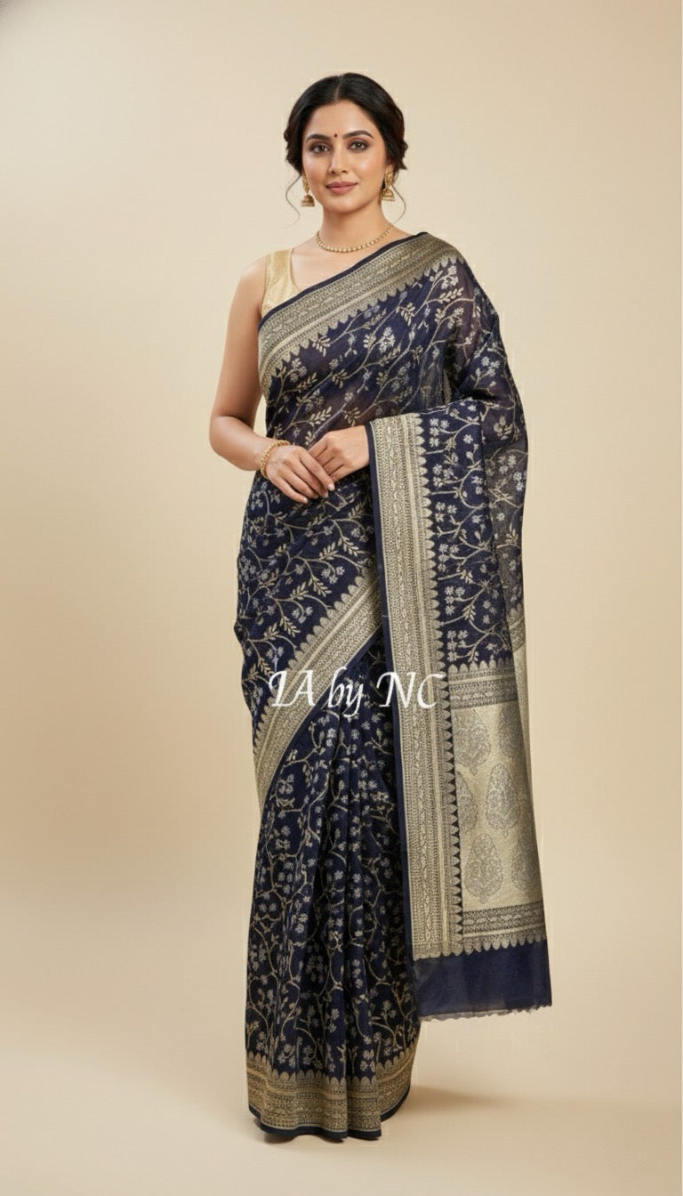 Space Banarasi Pure Khaddi Georgette Saree