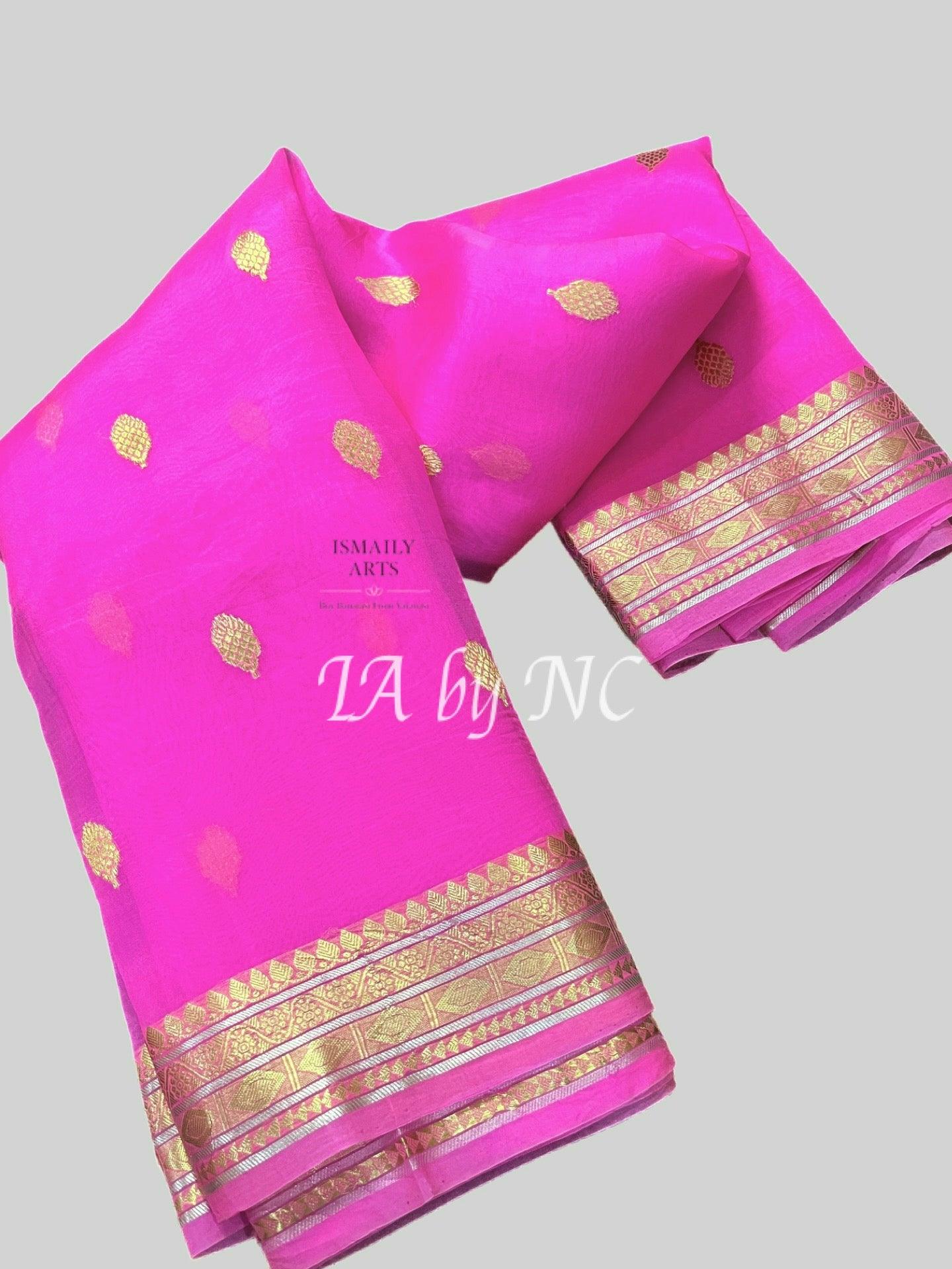 Neon Banarasi Pure Kora Organza Kadwa Saree