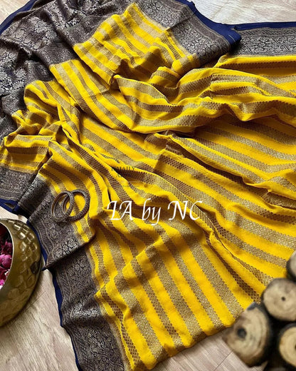 Bumblebee Banarasi Pure Khaddi Georgette Saree