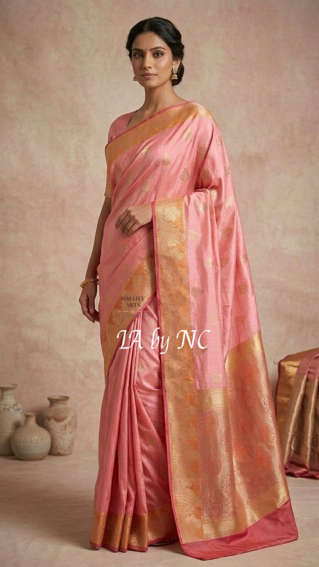 Punch Banarasi Pure Katan Silk Raw Mango Saree