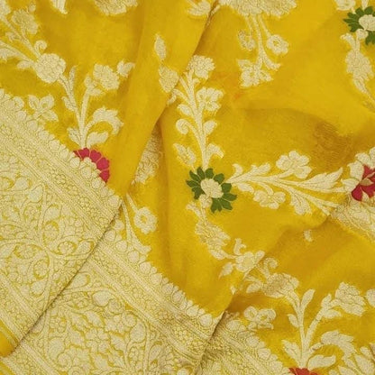 Bumblebee Banarasi Pure Khaddi Georgette Meenakari Saree
