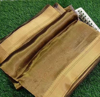 Walnut Banarasi Pure Tissue Silk Saree