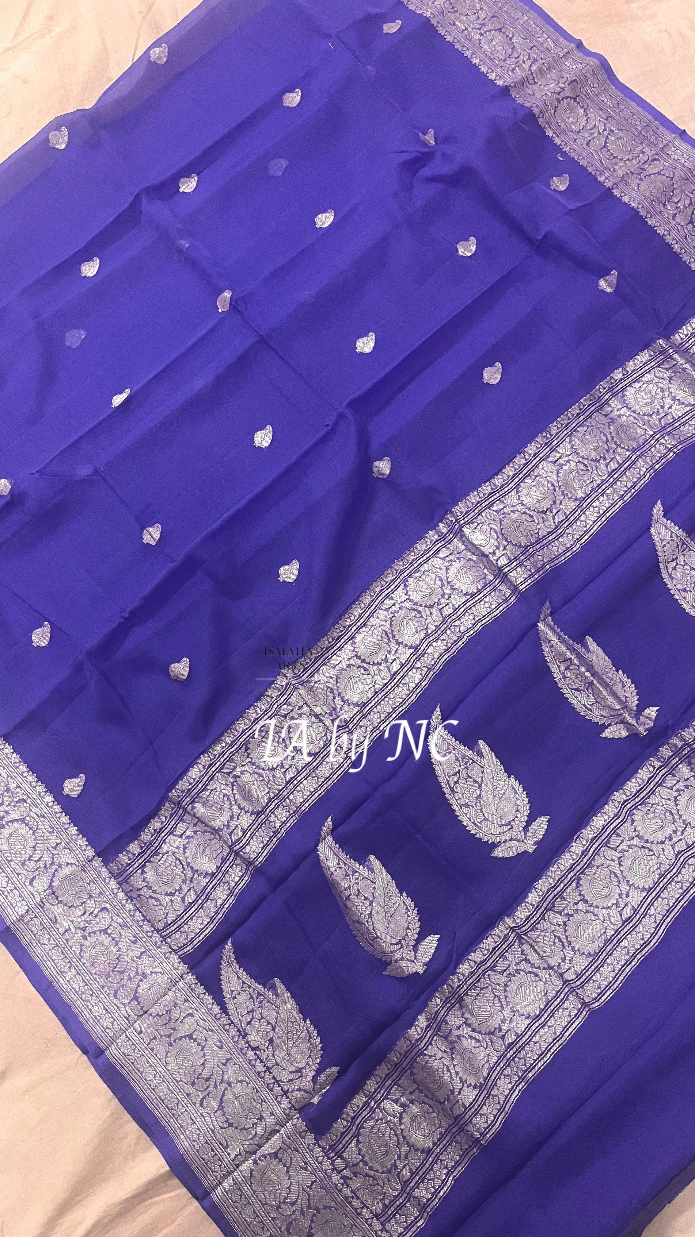 Persian Banarasi Pure Khaddi Georgette Kadwa Saree