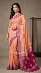 Salmon Banarasi Pure Khaddi Georgette Kadwa Saree