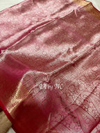 Fuschia Banarasi Pure Tissue Silk Brocade Saree