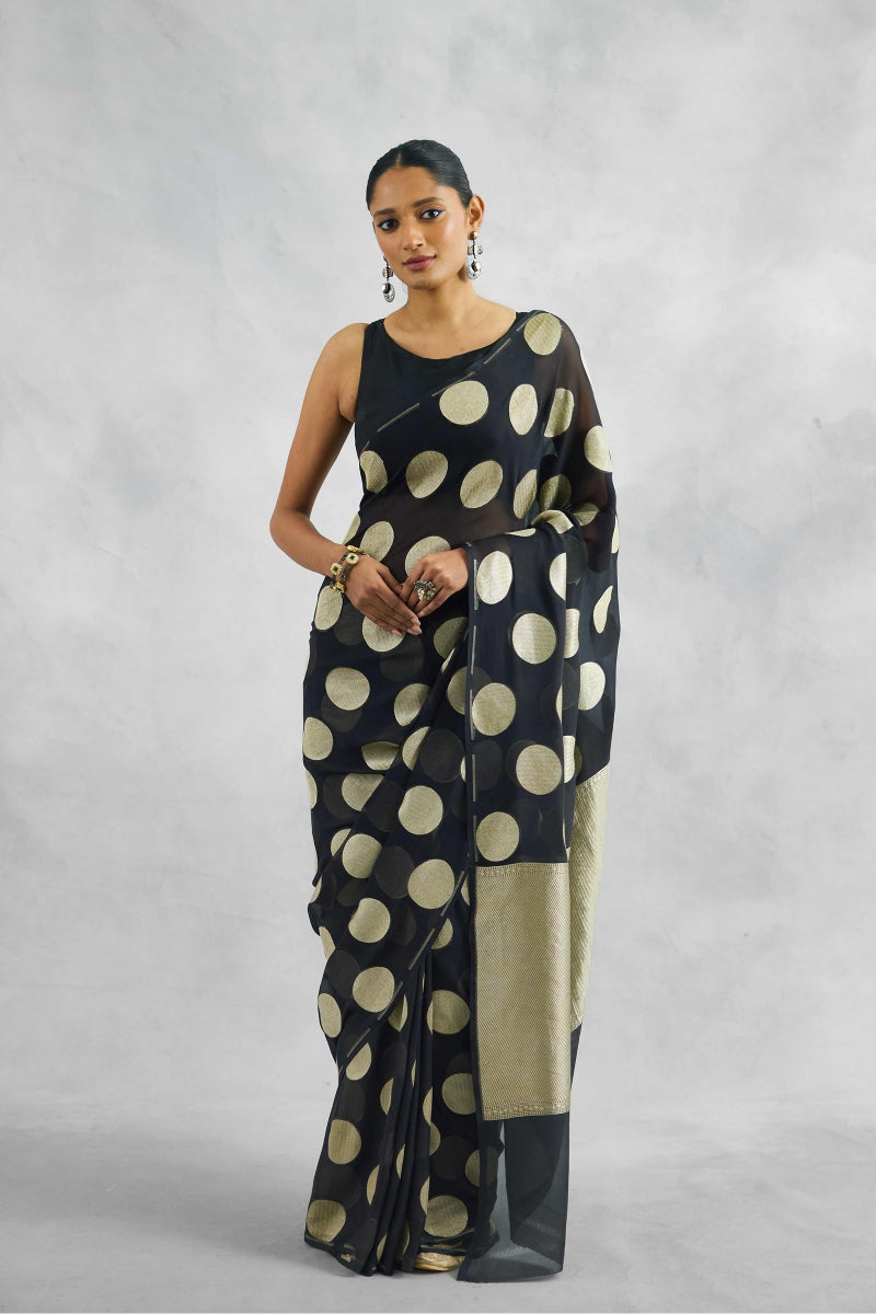 Black Banarasi Pure Khaddi Georgette Saree
