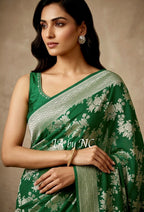 Bottle Banarasi Pure Khaddi Georgette Saree