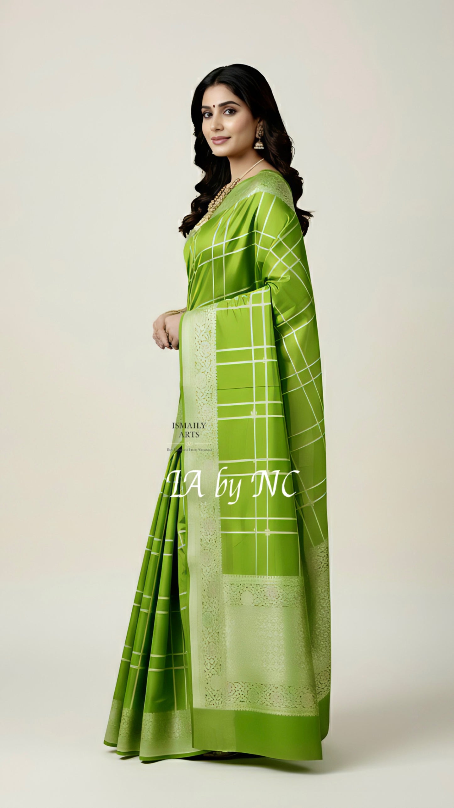 Avocado Banarasi Pure Khaddi Tussar Georgette Paithani Saree