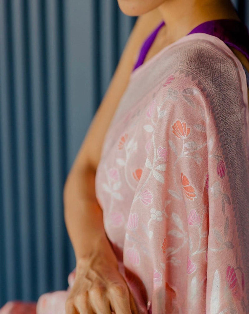 Flamingo Banarasi Pure Khaddi Georgette Saree
