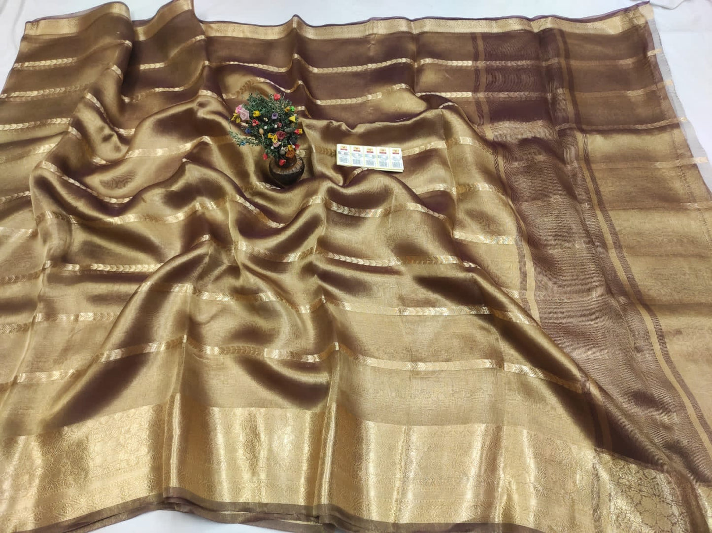 Walnut Banarasi Pure Tissue Silk Saree