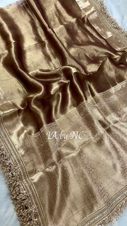 Walnut Banarasi Pure Tissue Silk Saree