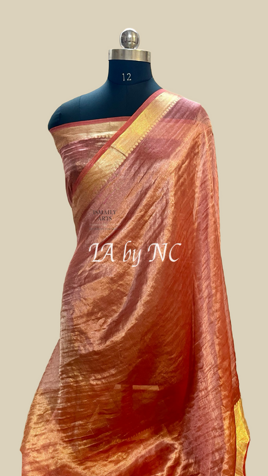 Scarlet Banarasi Pure Tissue Silk Saree