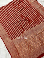 Carmine Banarasi Pure Khaddi Georgette Saree