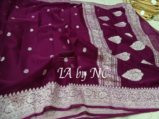 Byzantine Banarasi Pure Khaddi Georgette Kadwa Saree