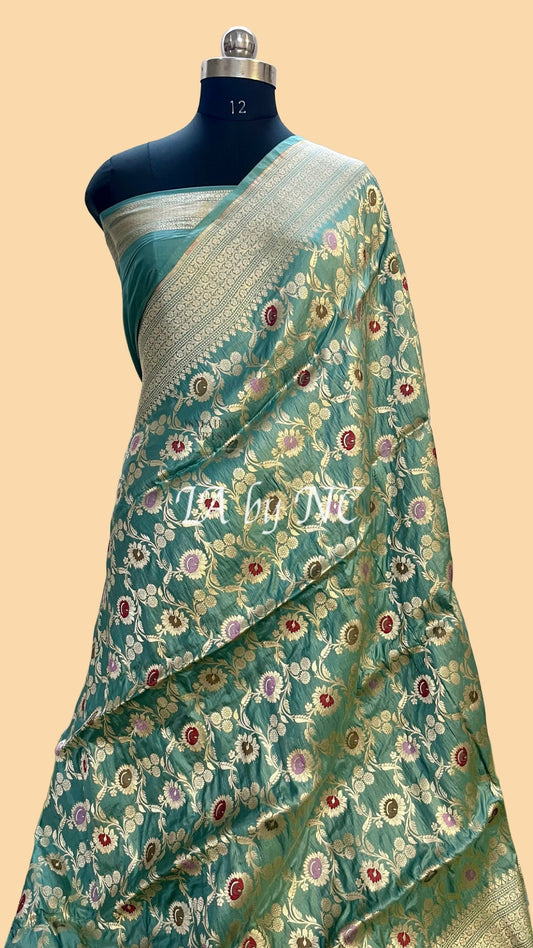 Jungle Banarasi Pure Katan Silk Meenakari Pattu Saree