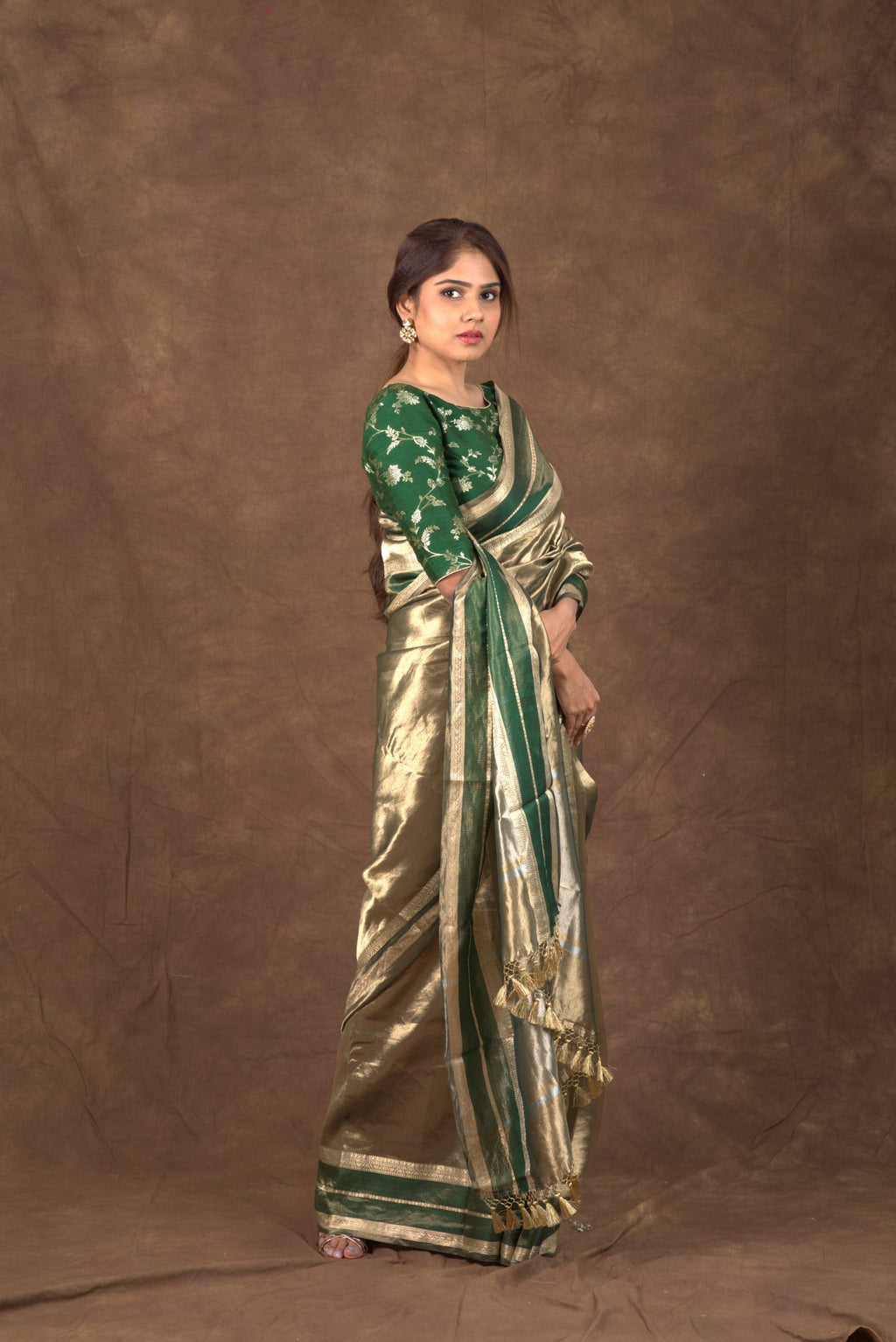 Sacramento Banarasi Pure Tissue Silk Saree - Double Katan Border
