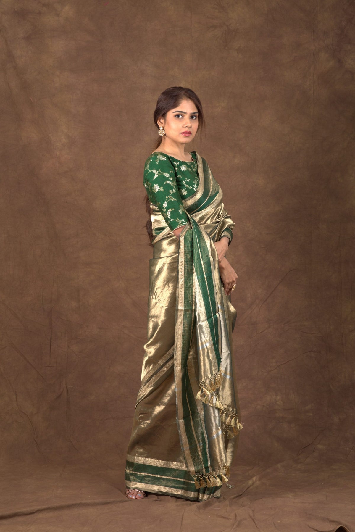 Sacramento Banarasi Pure Tissue Silk Saree - Double Katan Border