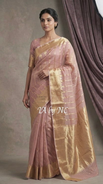 Lemonade Banarasi Pure Kora Organza Kadwa Saree