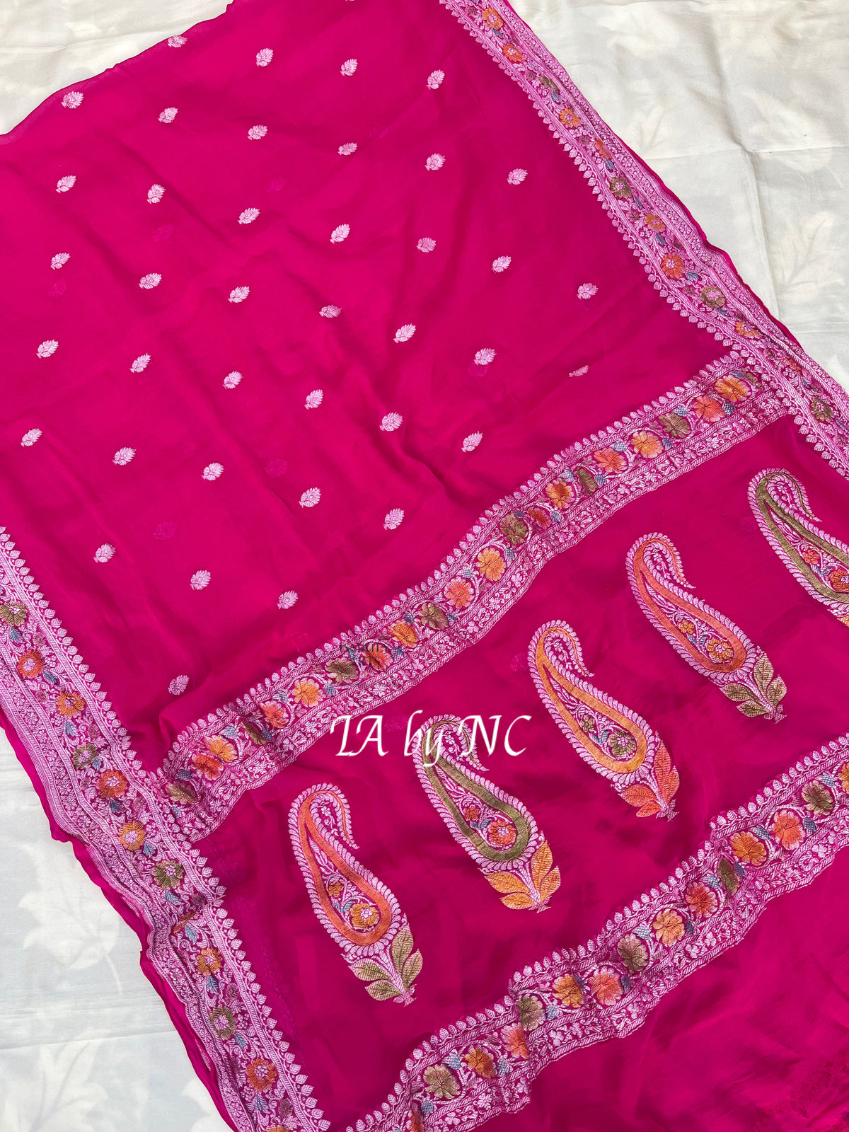 Fuschia Banarasi Pure Khaddi Georgette Kadwa Saree