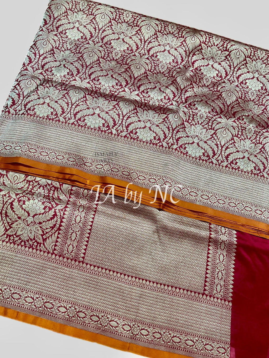 Carmine Banarasi Pure Katan Silk Brocade Pattu Saree