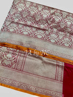 Carmine Banarasi Pure Katan Silk Brocade Pattu Saree